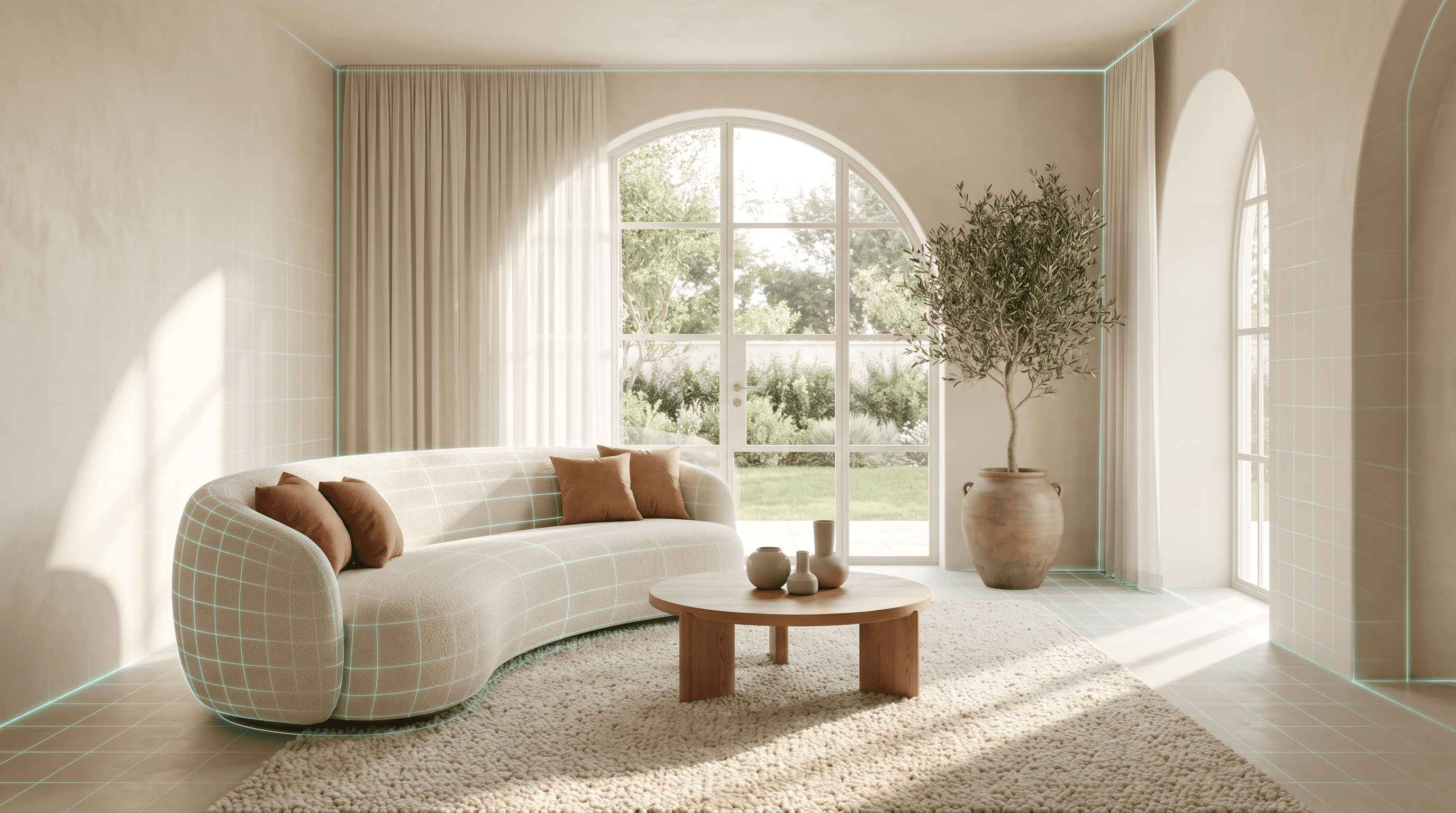 A living room being understood in 3D by Hey Mora
